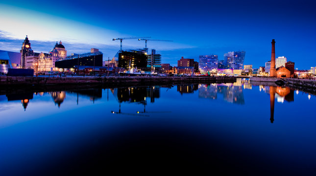 Liverpool skyline at night