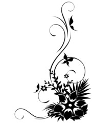 Abstract floral corner with swirls