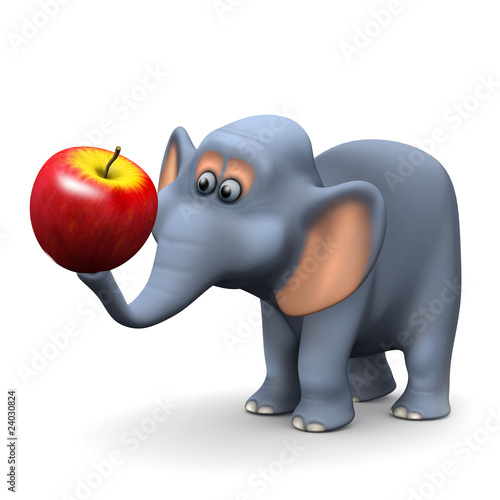 "3d Elephant eats an apple" Stock photo and royaltyfree images on