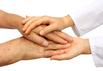 Nurse helping senior