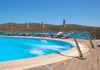 Swimming pool with jacuzzi at luxury hotel, Crete, Greece