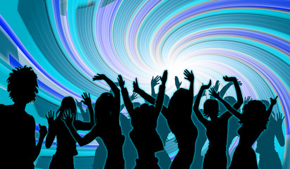 party flyer blaue sonne, hintergrund, party people