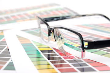 glasses on color card
