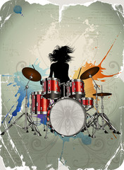 Girl play the drums