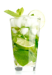 Mojito cocktail on white background