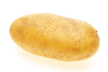Tuber of potatoes on a white background .