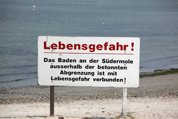 Warnschild Südermole