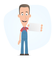Mechanic with blank business card