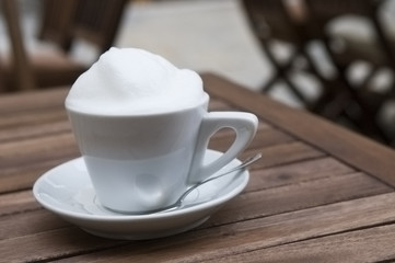 Cappuccino coffee cup outdoor