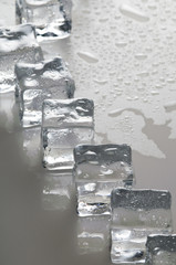 Wet ice cubes objects