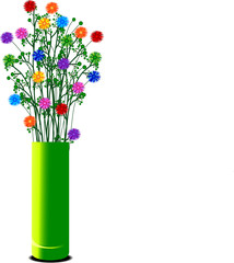 Vase mit bunten Blumen