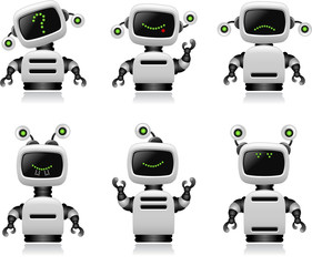 Netter Roboter-Satz. Um die anderen Roboter-Vektorillustrationen zu sehen, überprüfen Sie bitte die Robotersammlung.