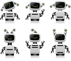 Poster Im Rahmen Netter Roboter-Satz. Um die anderen Roboter-Vektorillustrationen zu sehen, überprüfen Sie bitte die Robotersammlung. © Vaytpark