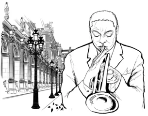 Aluminium Prints Music band Trumpet player in Paris
