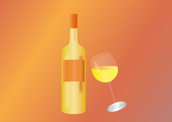 white wine bottle and glass