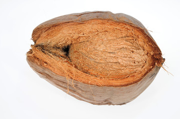 Husked Coconut On White background