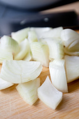 Chopped spanish onion as part of cooking ingredients