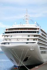 The passenger ship is moored in port