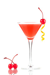 Alcohol cocktail with orange juice and grenadine