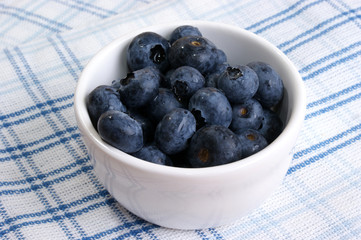 frische Blaubeeren in einer  weissen Schale
