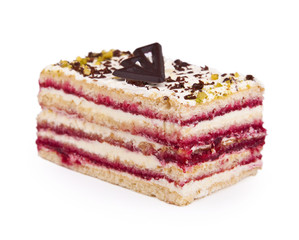 Stück eines Kuchen isoliert auf weißem Hintergrund