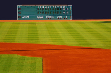 retro scoreboard in the outfield