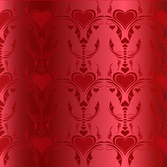 Fototapeta na wymiar Valentine Pattern with Red Hearts