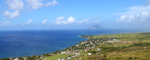Beautiful coastline of St Kitts from Brimstone Hill.