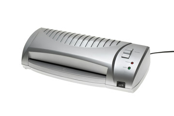 Small silver desktop laminator