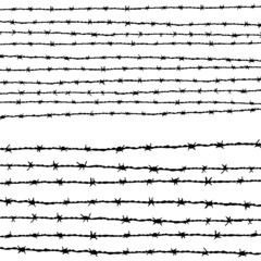 Barbed wire horizontally - obrazy, fototapety, plakaty
