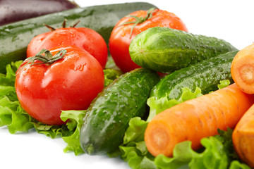 fresh vegetables on the white background