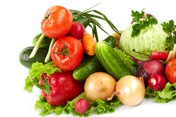 fresh vegetables on the white background