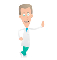 doctor stands next to a blank place