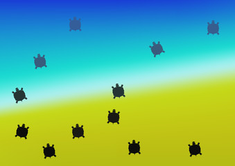 Tortoises hurry to the sea