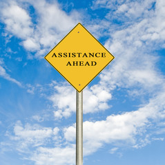Road sign to assistance
