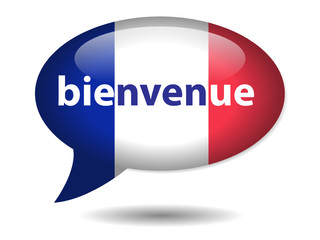 Bouton Web Bulle "BIENVENUE" (Accueil Tourisme France Français) © HowLettery Studio