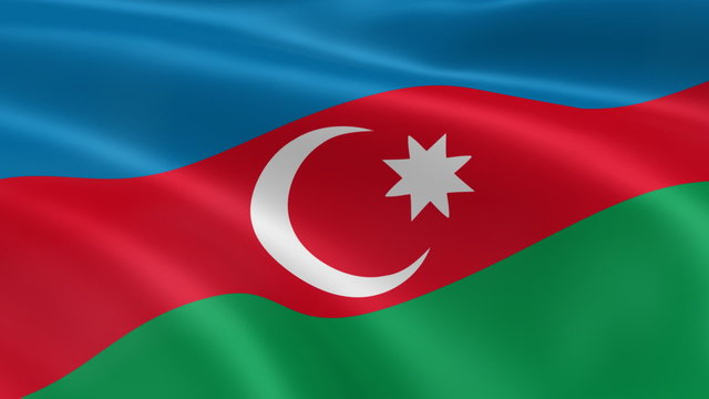 Azerbaijani flag in the wind