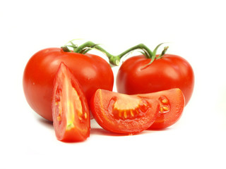 Tomatos on white background