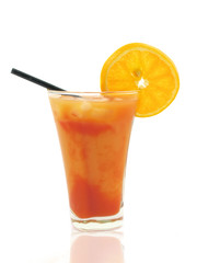 Tequila sunrise on white background