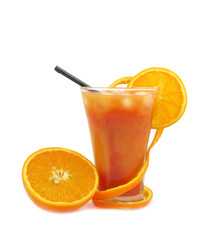Tequila sunrise on white background