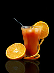 Tequila sunrise on black background