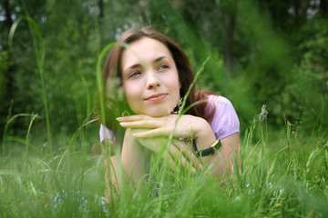 Girl on grass