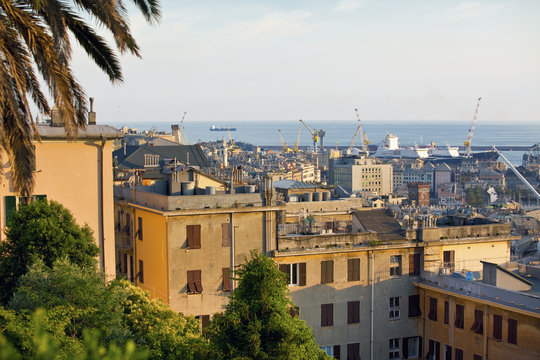 old Genoa city port view