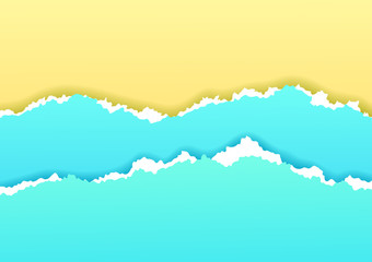 beach, torn paper vector illustration