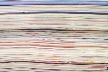 stack of colorful magazines