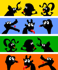 Cartoon Animals Heads Africa Fauna vector kids illustrations