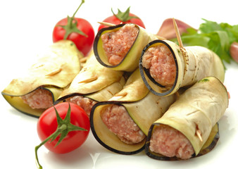 Cooked aubergine rolls