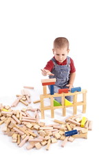 boy playing with blocks