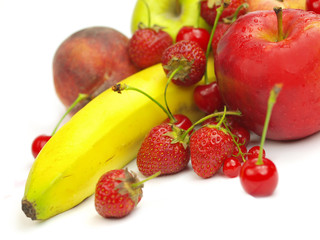 Fresh fruits on white background