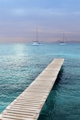 Fototapeta premium magic silver turquoise Formentera sea sunset